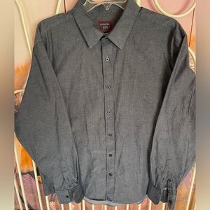 UNTUCKit Shirt Mens XL Dark Blue Grayish Button Up Wrinkle Resistant Cotton